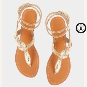 NWT ASPIGA Handcrafted White Cobra Wrap Sandals Wired Ankle Wrap Leather 38